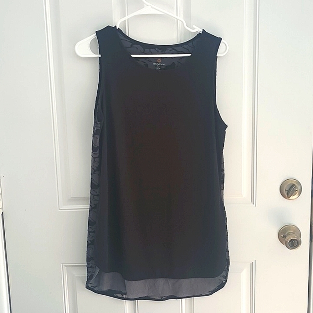 Tangerine long tunic style tank top in black and gray size M